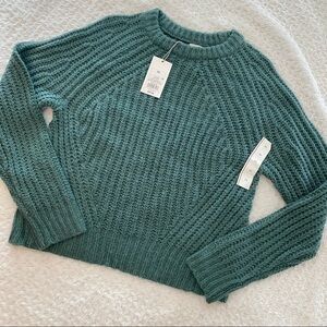 𝅺green crew neck knit sweater NWT